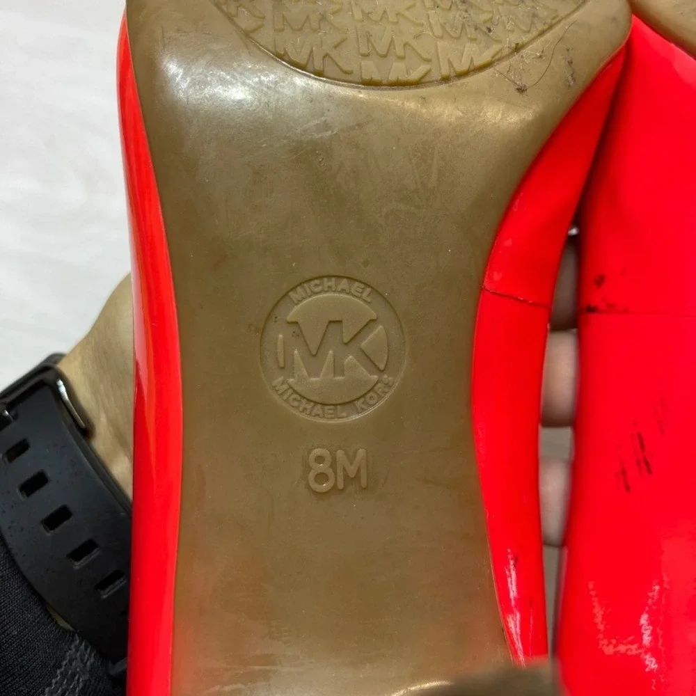 Michael Kors Womens 8M Dorothy Pump Pointed Toe Red Patent Leather Stiletto Heel